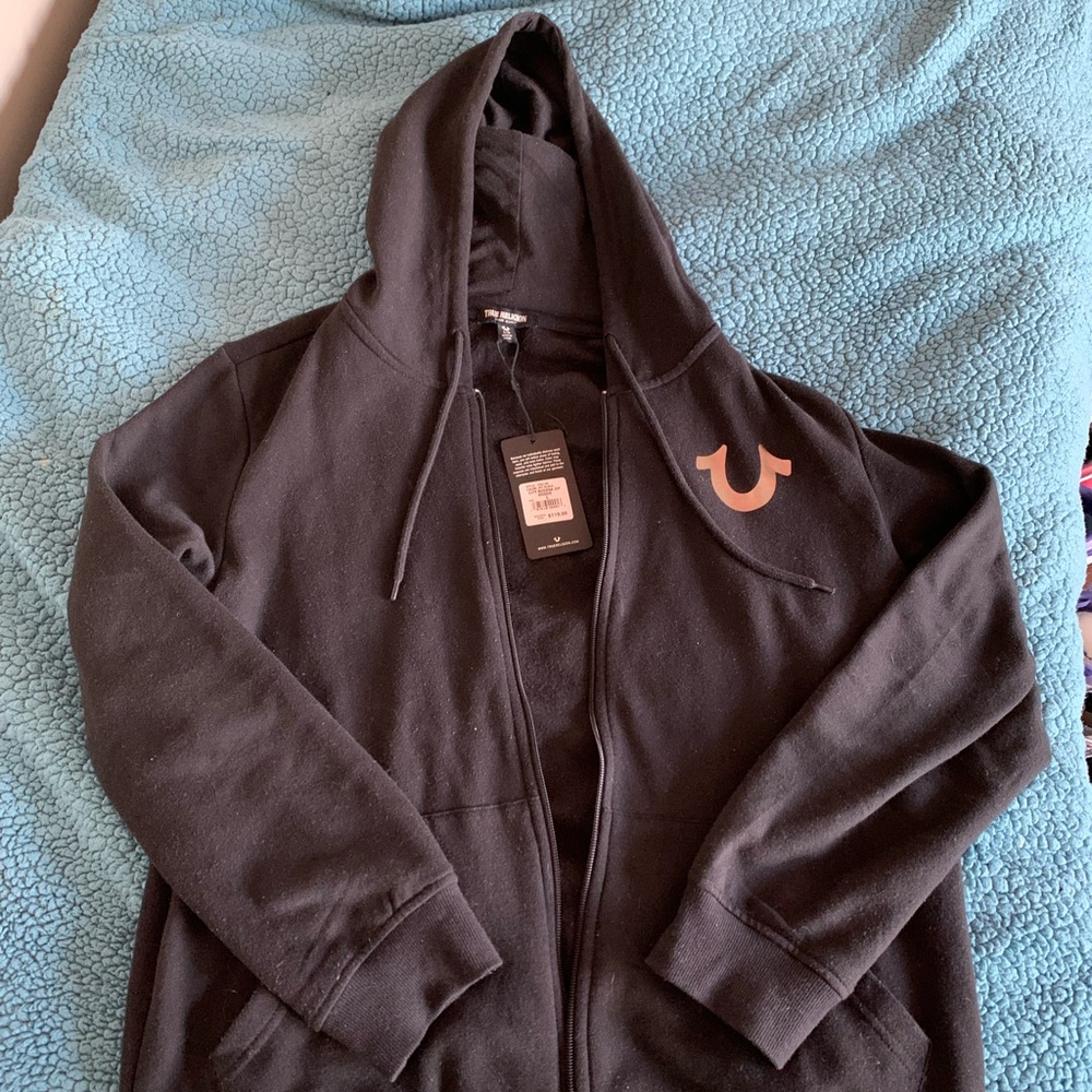 True Religion Black Hoodie with Logo